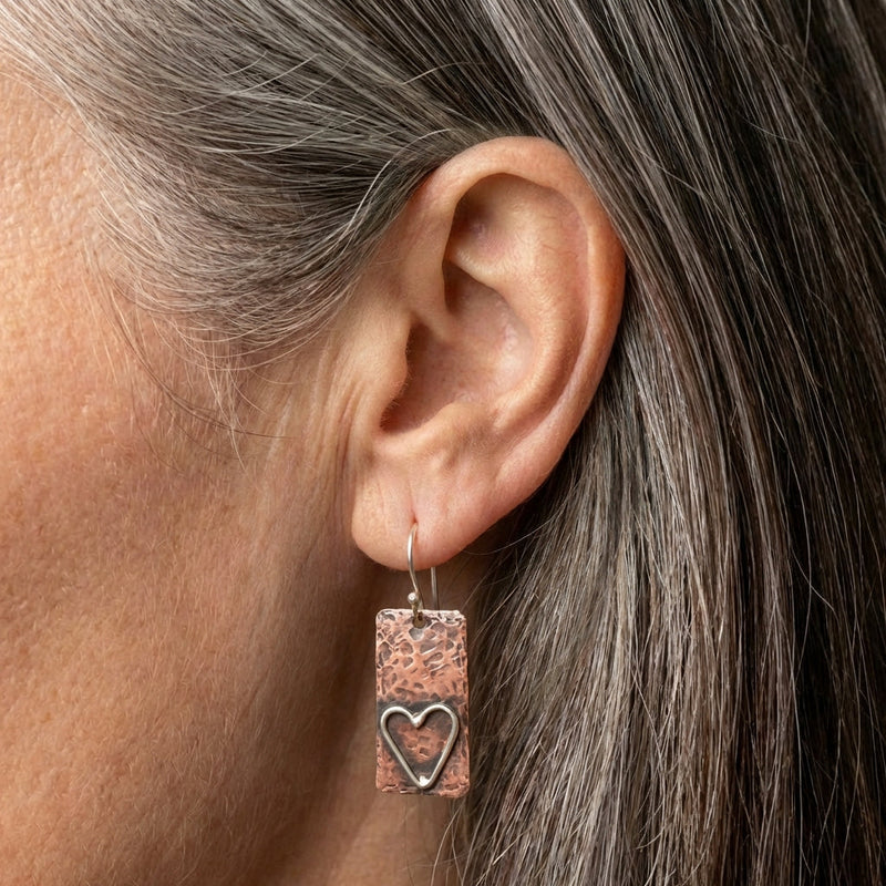 Vintage Copper Heart Earrings
