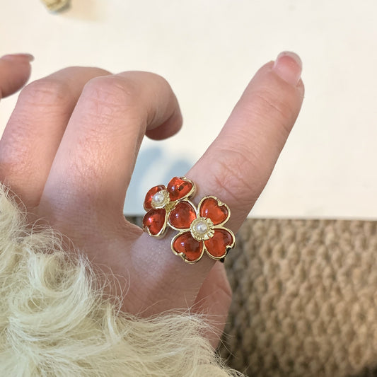 Vintage Coral Flower Ring