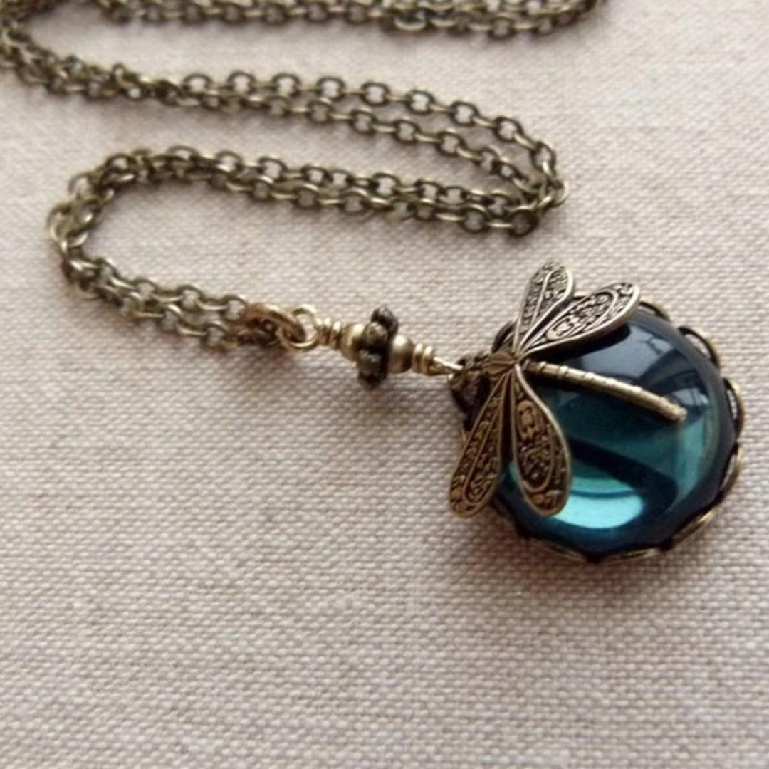 Vintage Crystal Dragonfly Necklace