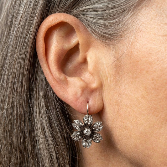 Vintage Crystal Flower Earrings