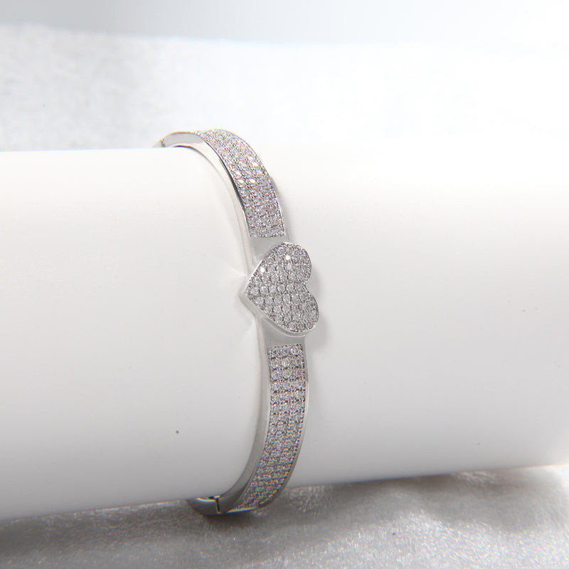 Vintage Crystal Heart Bangle