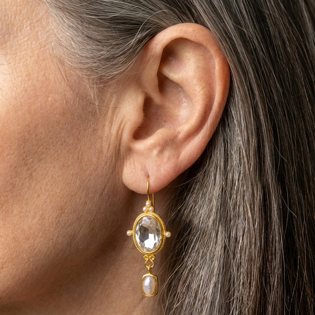 Vintage Crystal Pearl Earrings
