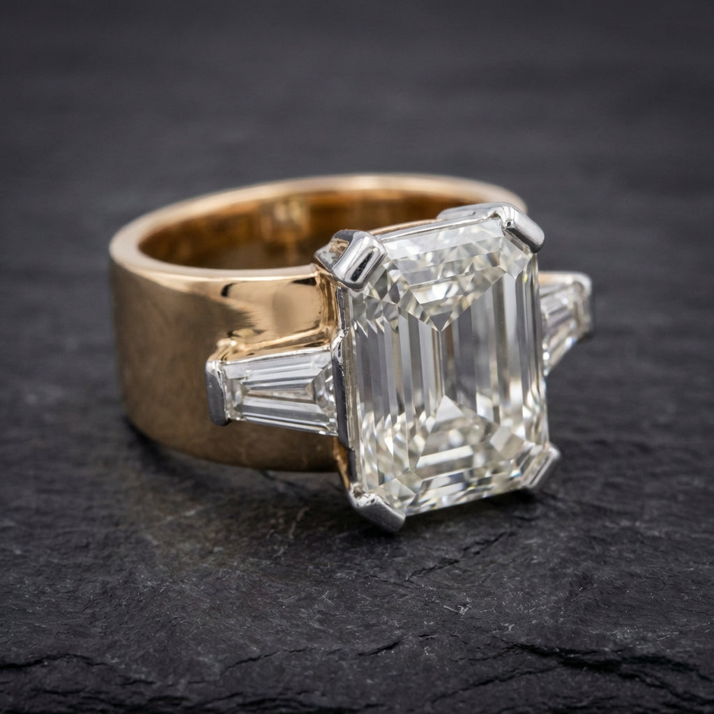 Vintage Cubic Glass Golden Ring