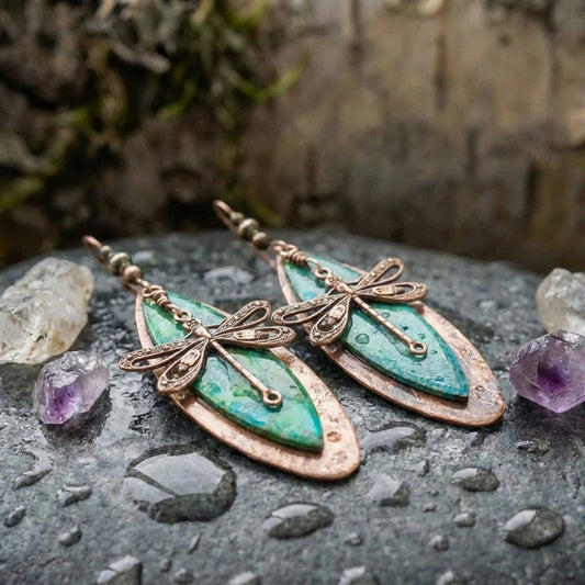 Vintage Dragonfly Stone Earrings