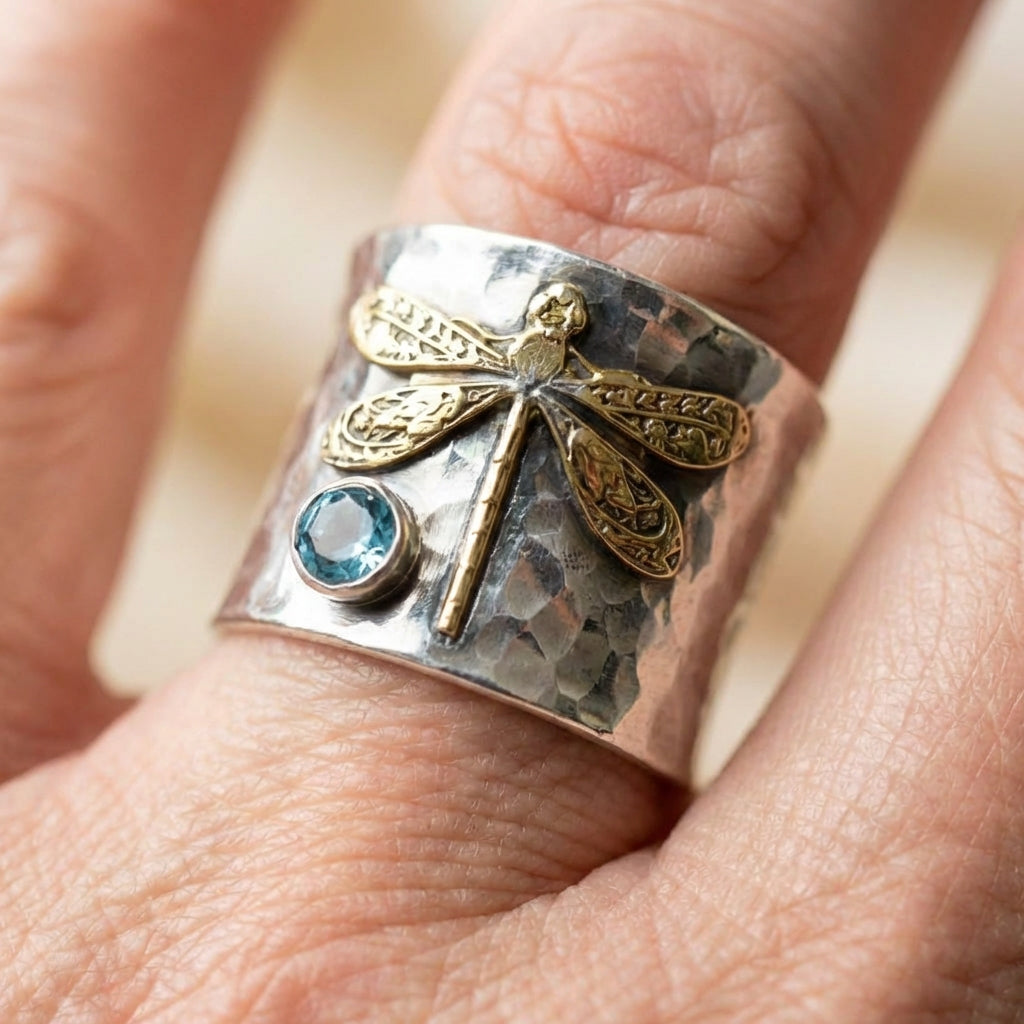 Vintage Dragonfly Topaz Ring
