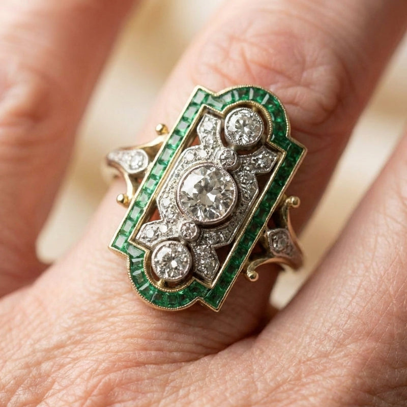 Vintage Emerald Diamond Ring