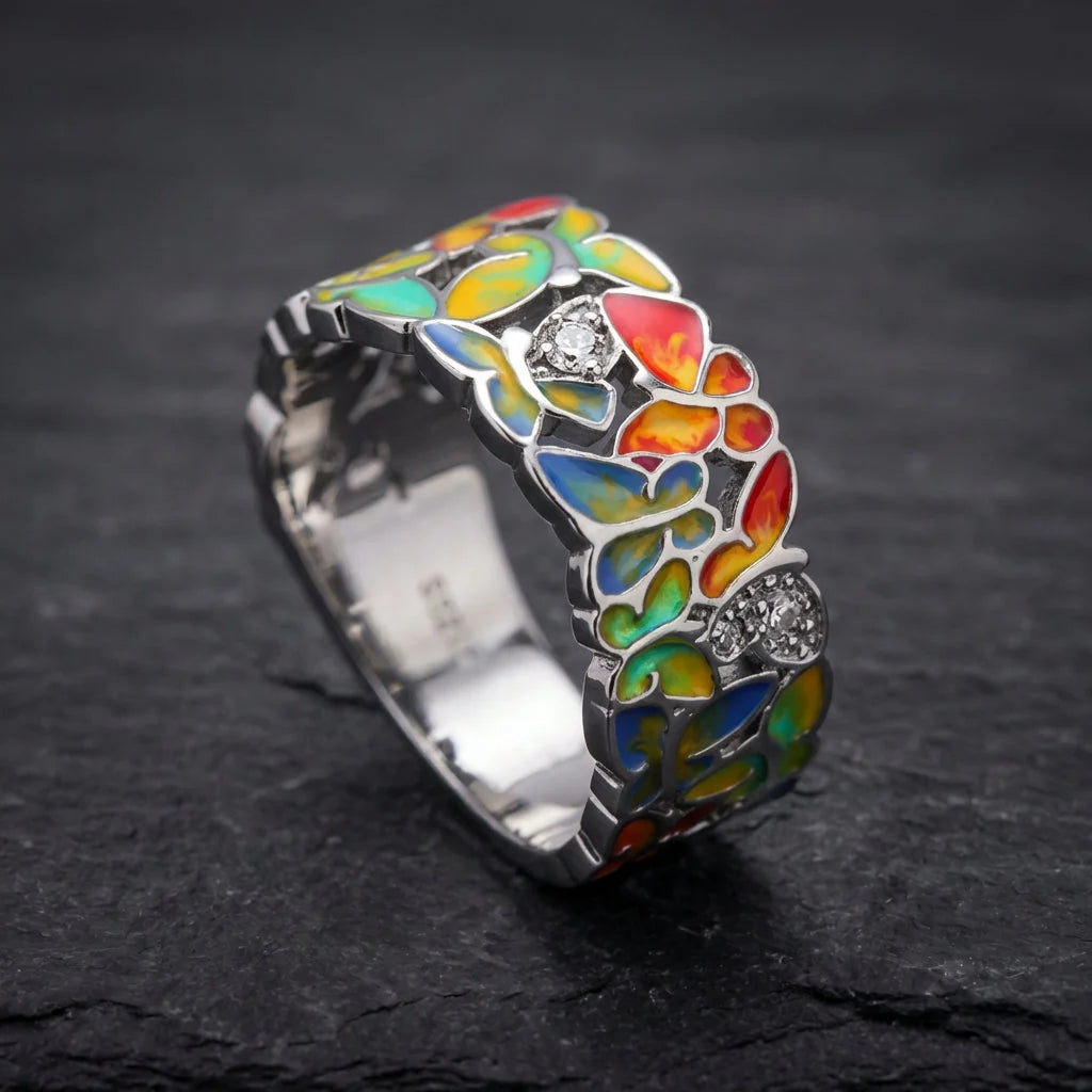 Vintage Enamel Colorful Ring