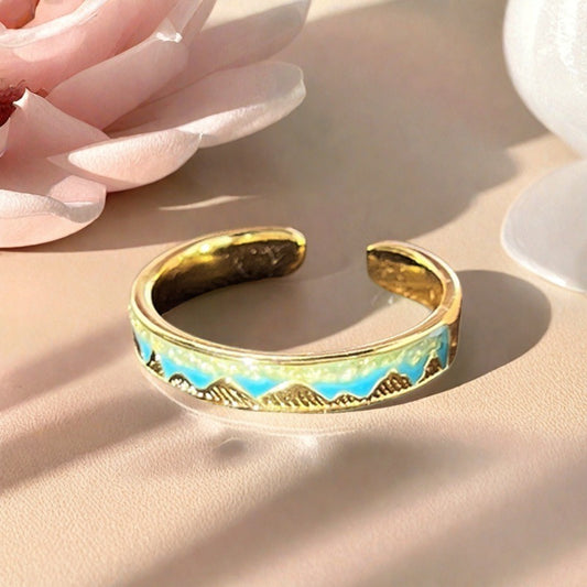 Vintage Enamel Cuff Ring