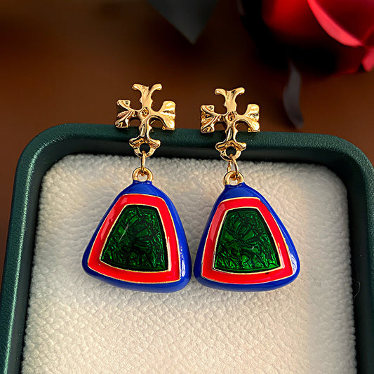 Vintage Enamel Drop Earrings