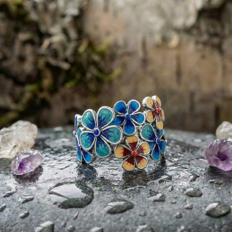 Vintage Enamel Flower Ring