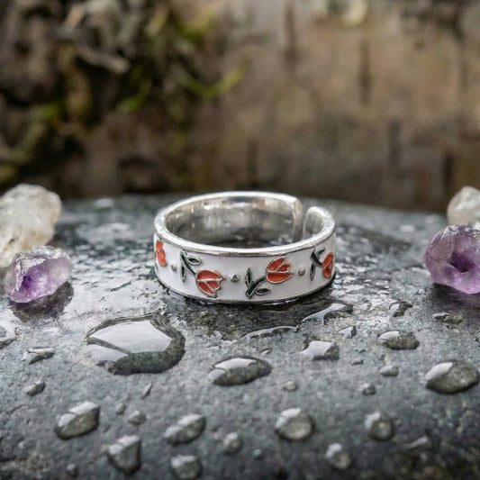 Vintage Enamel Tulip Ring