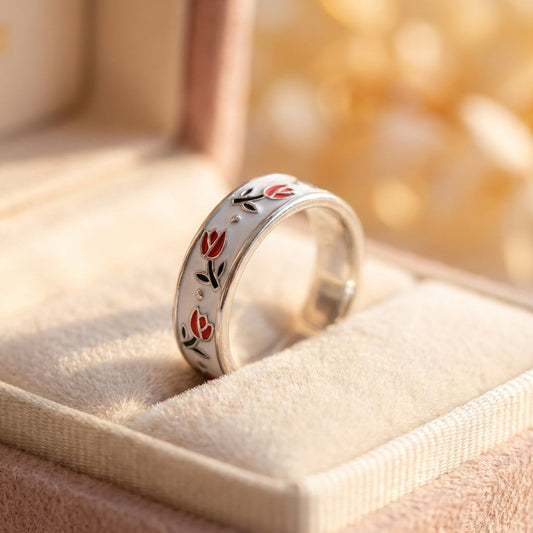 Vintage Enamel Tulip Ring