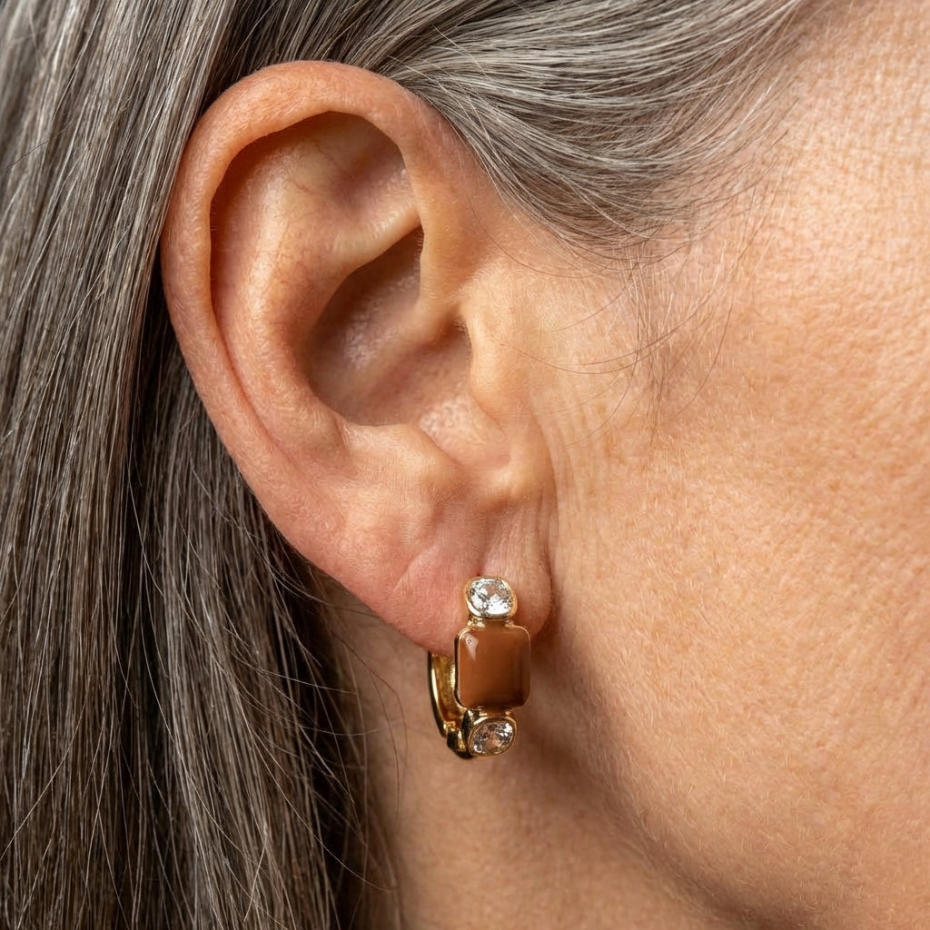 Vintage Exquisite Brown Zircon Earring