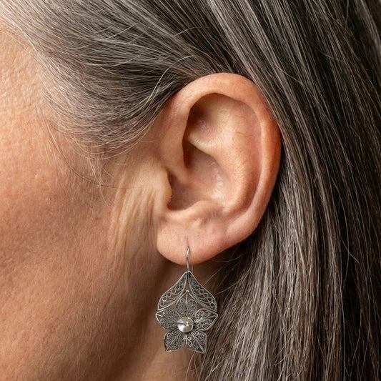 Vintage Filigree Leaf Earrings