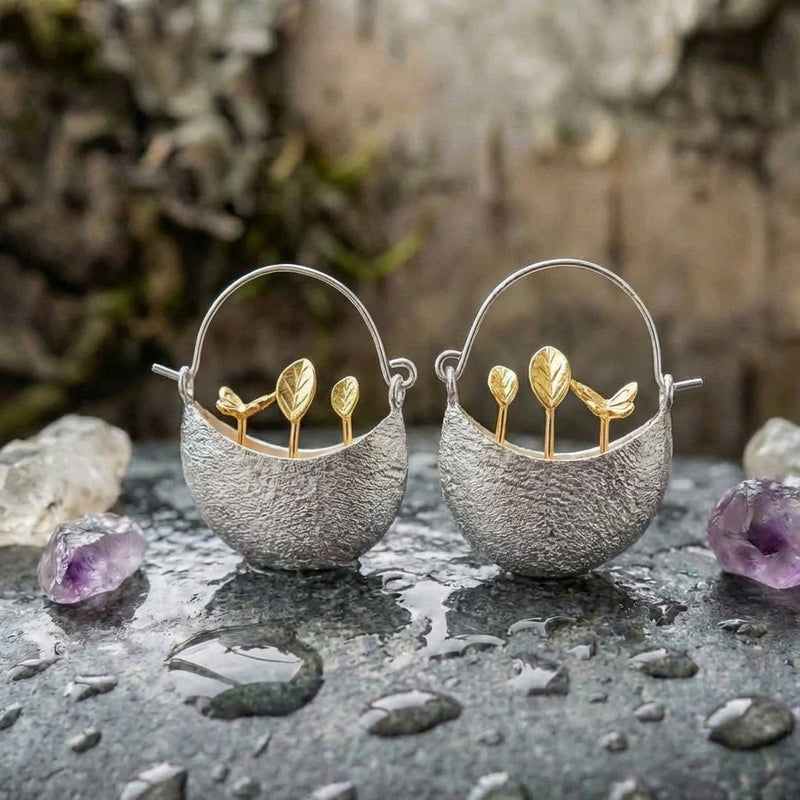 Vintage Flower Pot Earrings