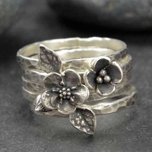 Vintage Flower Silver Ring