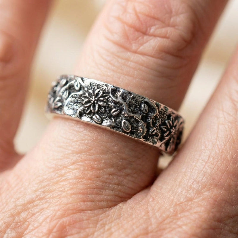 Vintage Flower Silver Ring