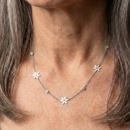 Vintage Flowers Crystal Zircon Necklace