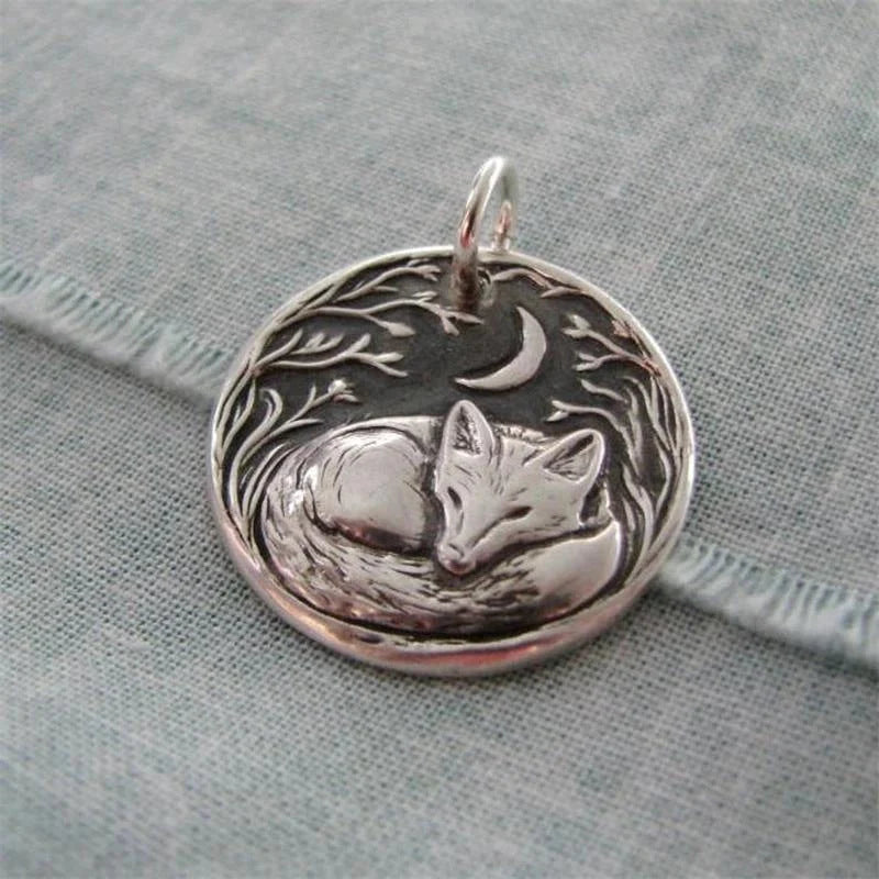 Vintage Fox Moon Charm