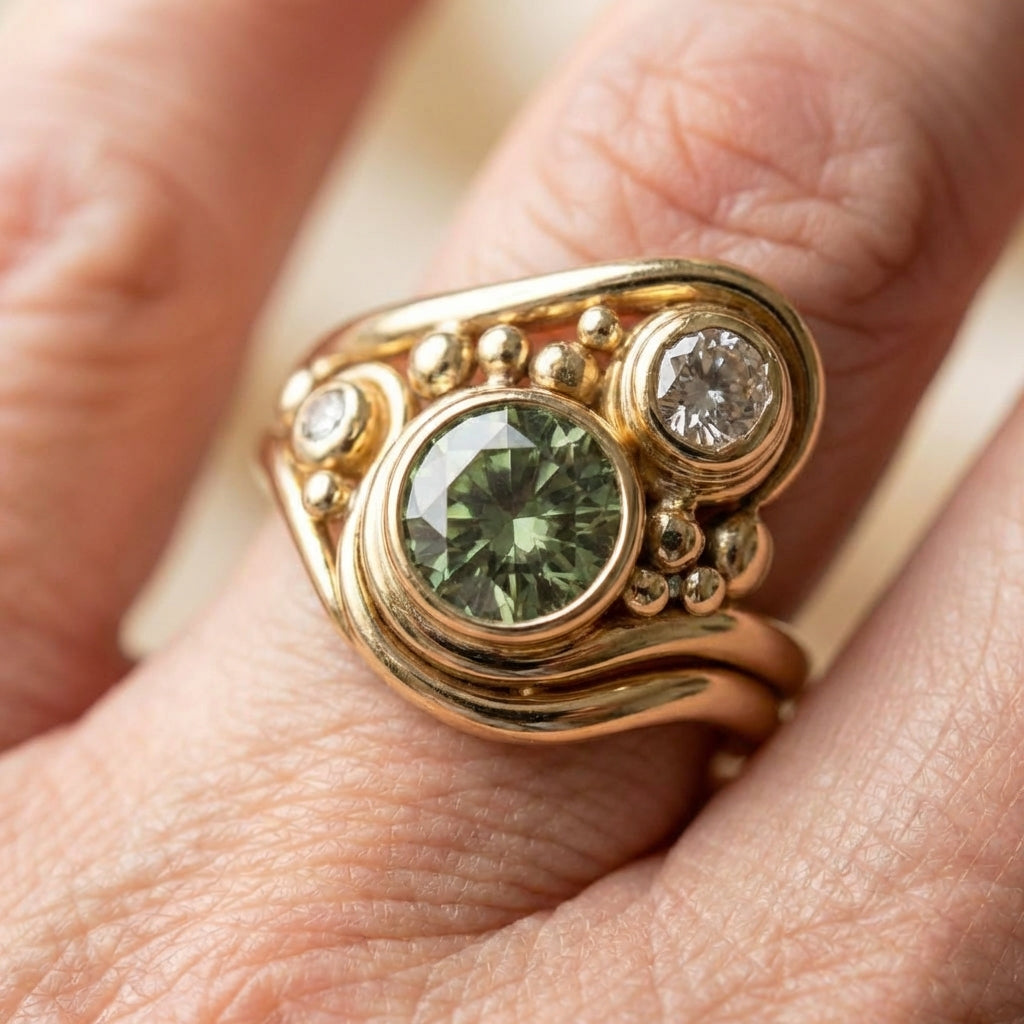 Vintage Geometric Crystal Ring