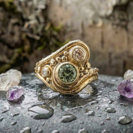 Vintage Geometric Crystal Ring