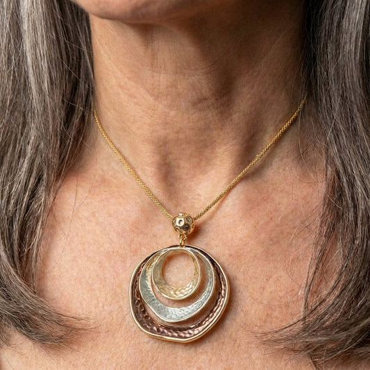 Vintage Gold & Bronze Layered Circle Necklace