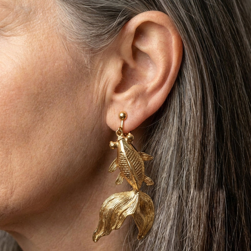 Vintage Gold Fish Earrings