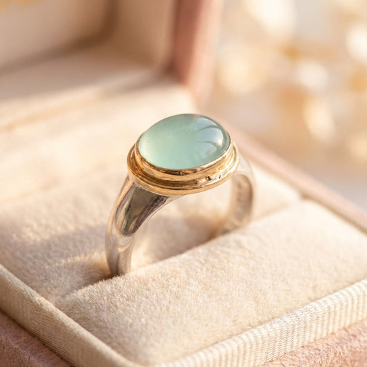 Vintage Gold & Silver Green Stone Ring