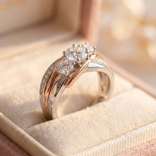 Vintage Gold & Silver Zirconia Ring
