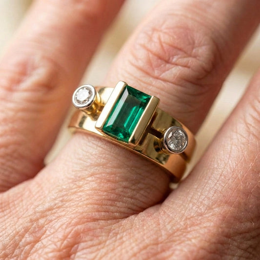 Vintage Gold Square Emerald Ring