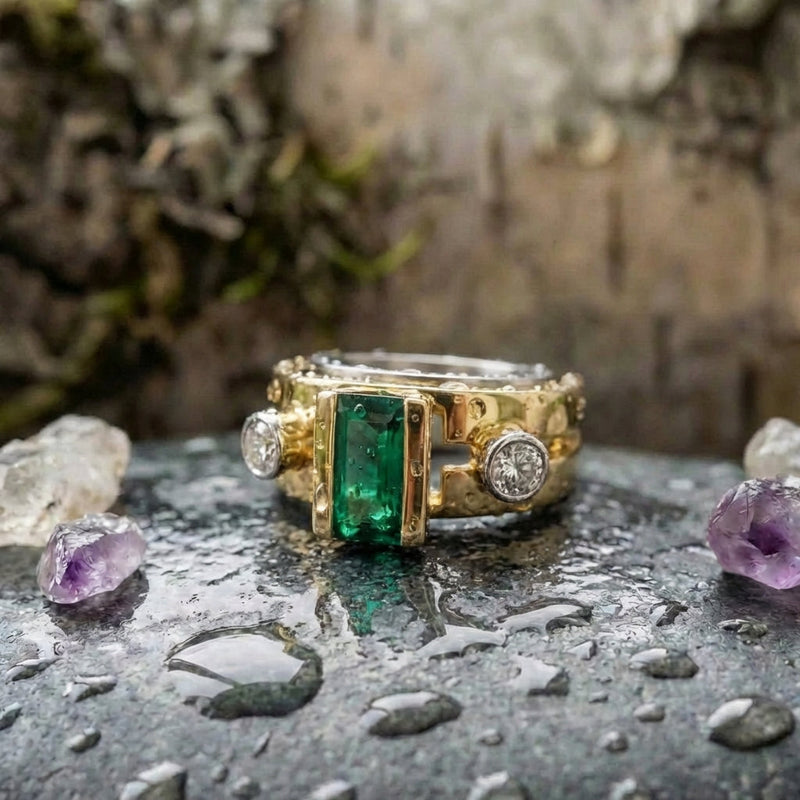 Vintage Gold Square Emerald Ring