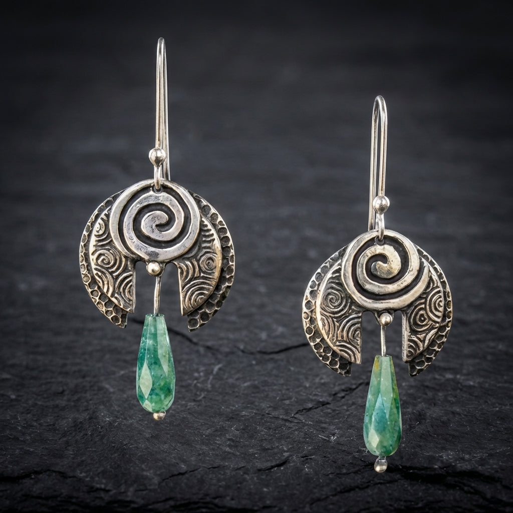 Vintage Green Dangling Stone Earrings