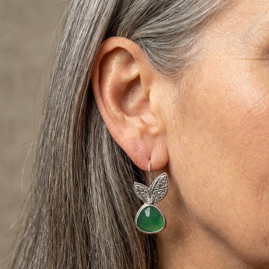 Vintage Green Leaf Earrings