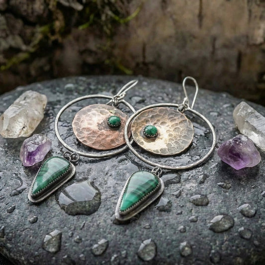 Vintage Green Stone Earrings