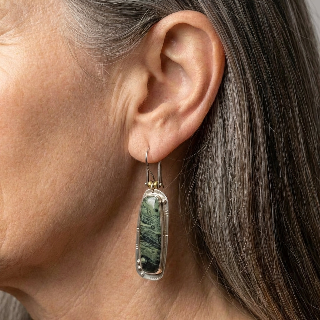 Vintage Green Stone Earrings