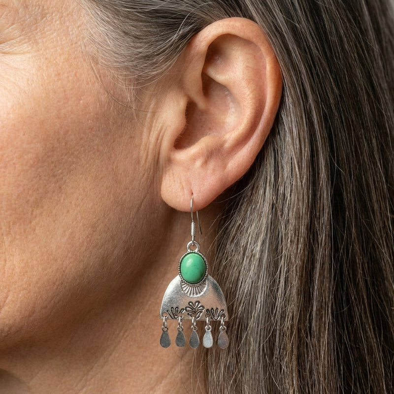 Vintage Green Stone Earrings