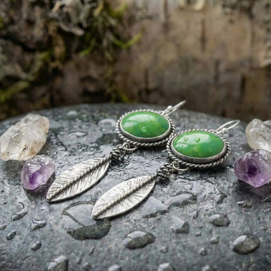 Vintage Green Stone Earrings