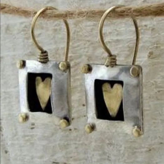 Vintage Heart Dangle Earrings
