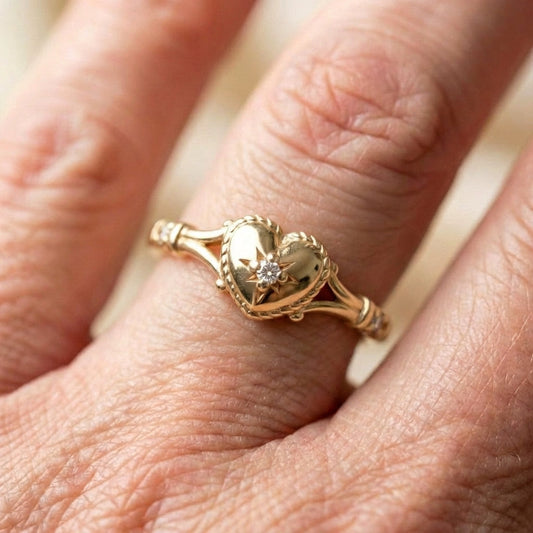 Vintage Heart Diamond Ring