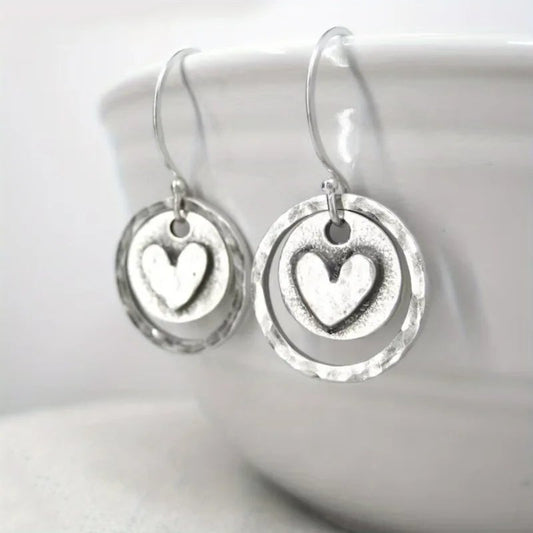 Vintage Heart Pendant Earrings