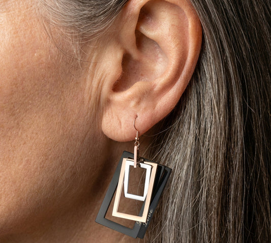 Vintage Hollow Rectangle Earrings