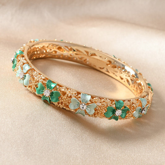 Vintage Jade Flower Bracelet