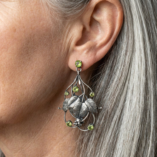 Vintage Leaf Peridot Earrings