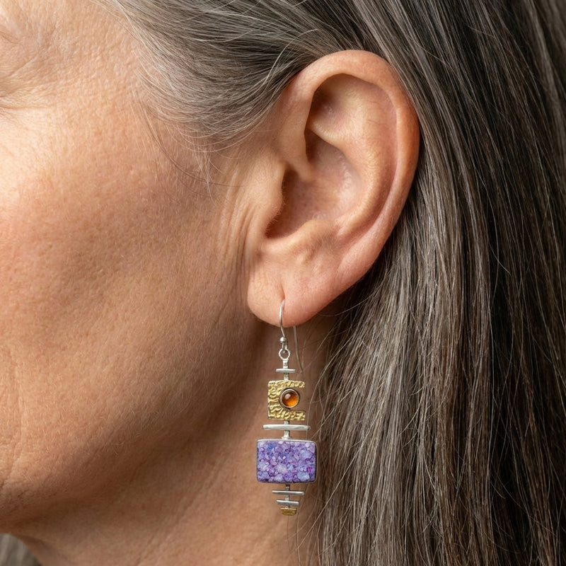Vintage Lila Stein Old Earrings