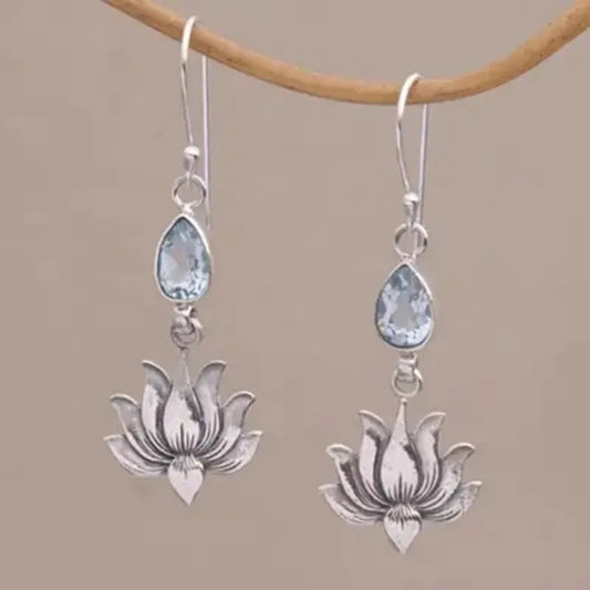 Vintage Lotus Dangle Earrings
