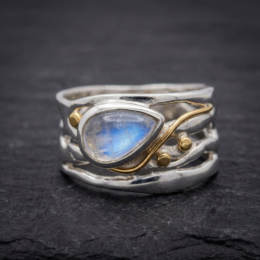 Vintage Moonstone Layered Silver Ring