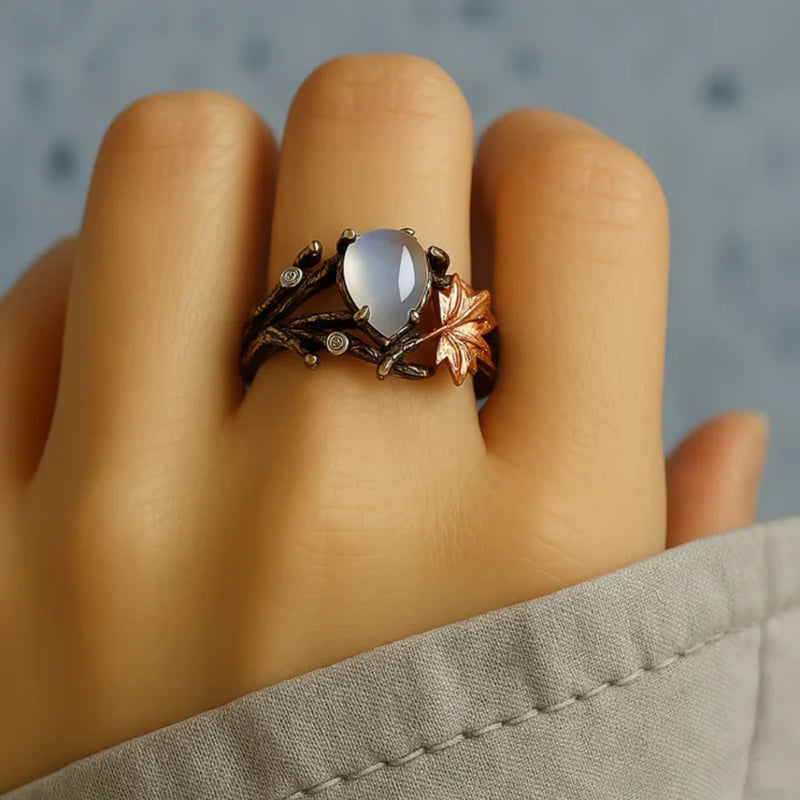 Vintage Moonstone Leaf Ring