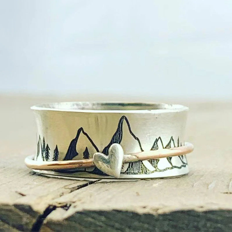 Vintage Mountain Heart Ring