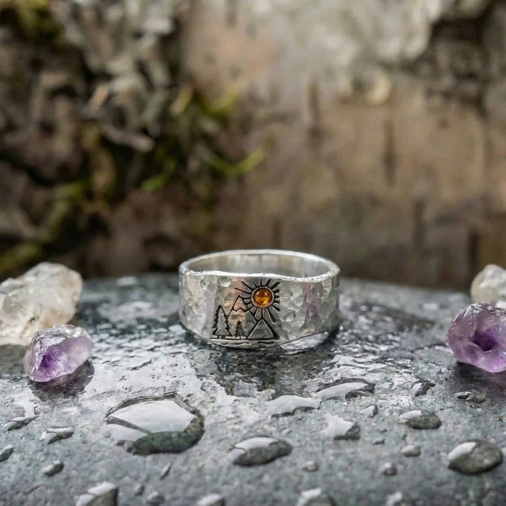 Vintage Mountain Sunset Ring