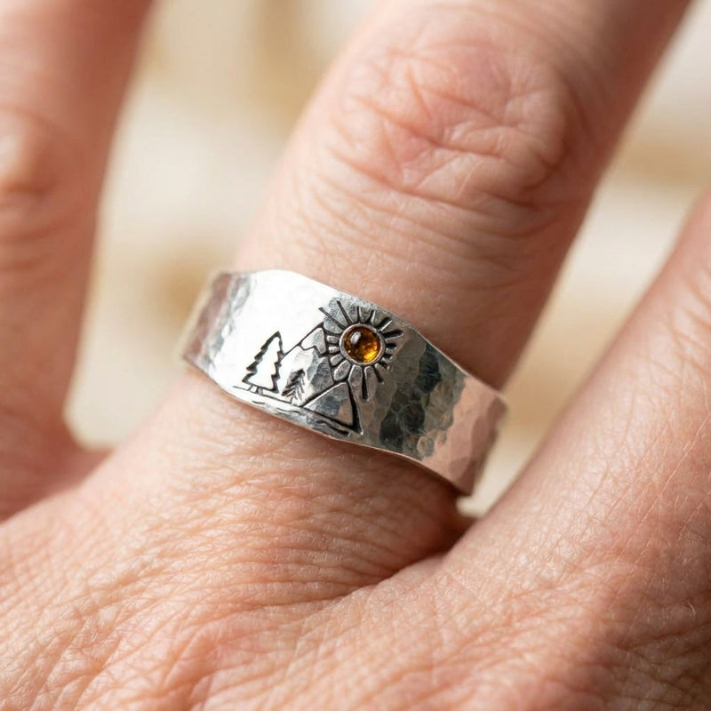 Vintage Mountain Sunset Ring